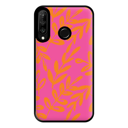 Pink & Orange Leaves - Foliage Phone Case for Huawei P30 Lite