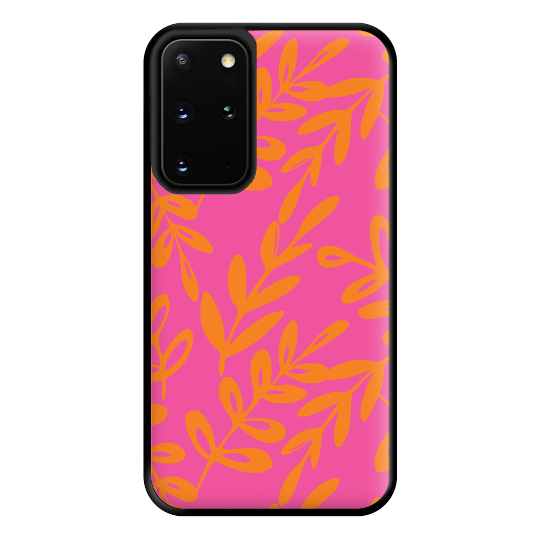 Pink & Orange Leaves - Foliage Phone Case for Galaxy S20 Plus