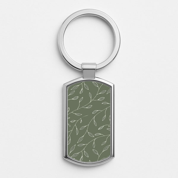 Thin Leaves - Foliage Silver Keyring