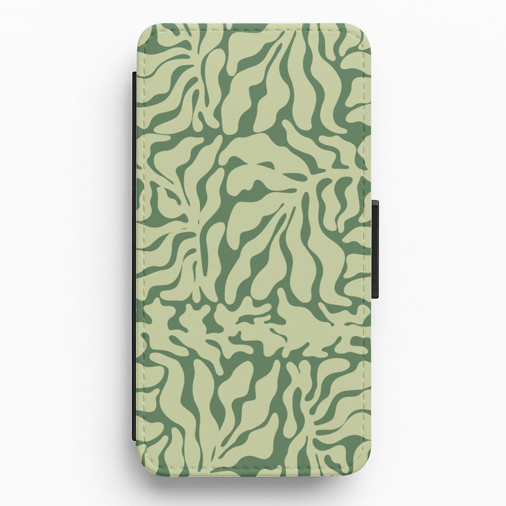 Light Green Leaf - Foliage Flip / Wallet Phone Case