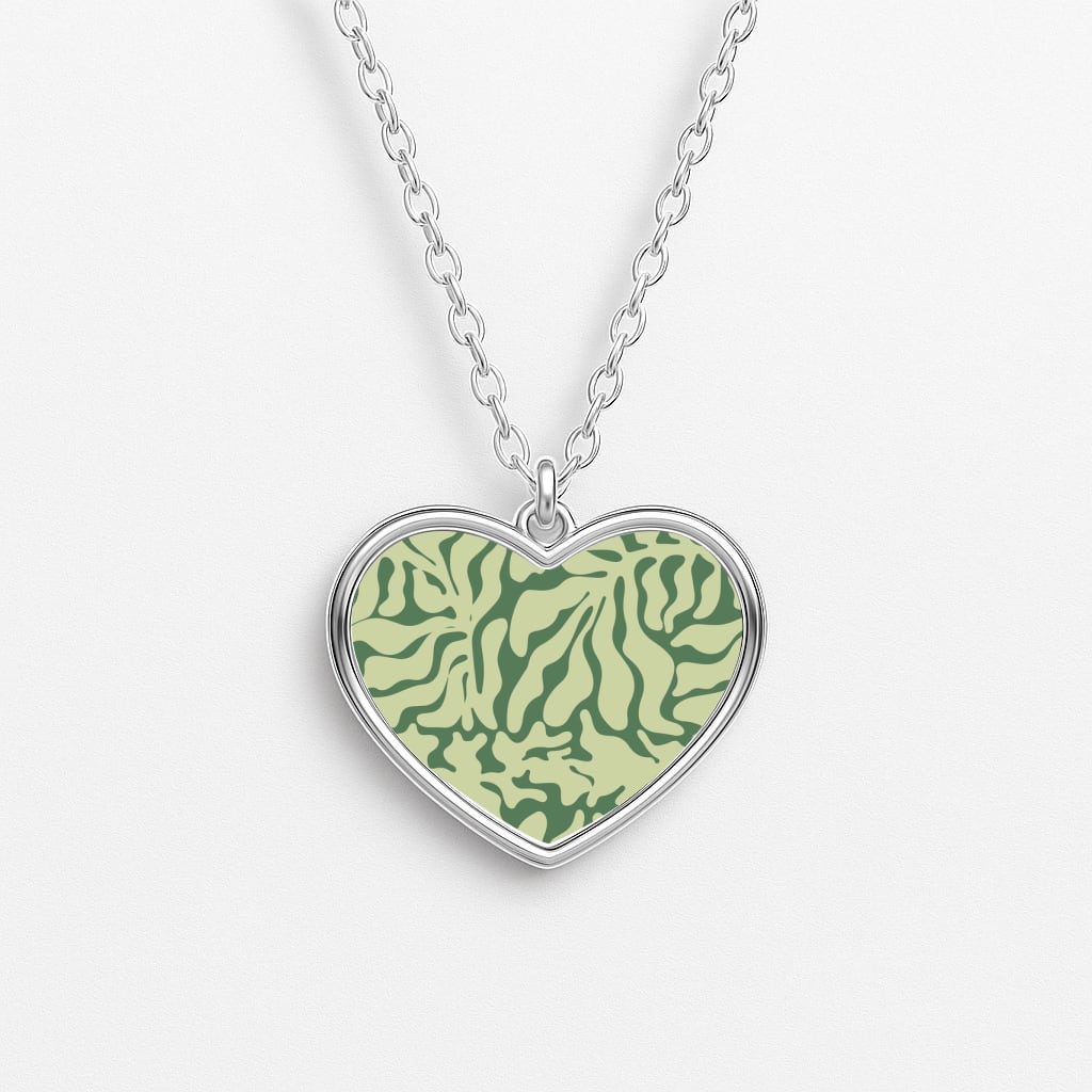 Light Green Leaf - Foliage Heart Necklace