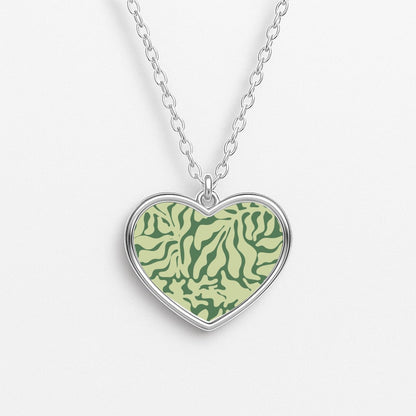 Light Green Leaf - Foliage Heart Necklace