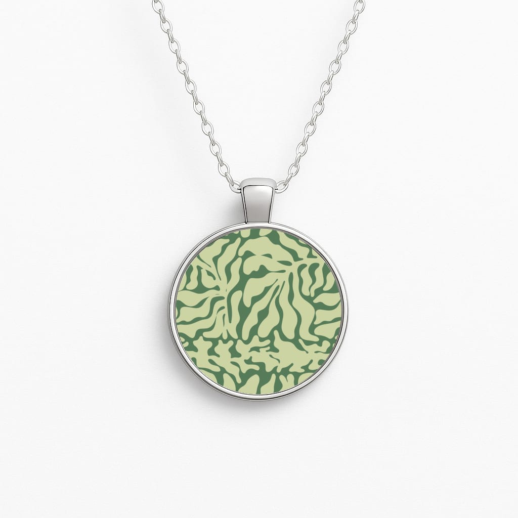 Light Green Leaf - Foliage Circle Necklace
