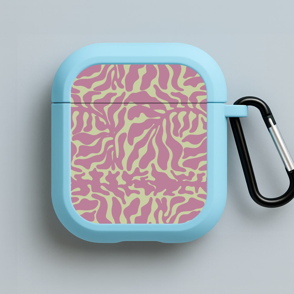 Pink Leaves - Foliage Blue AirPods Case