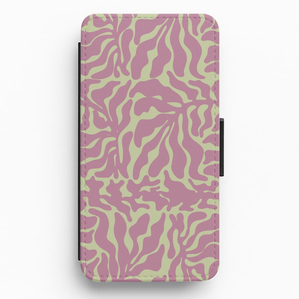 Pink Leaves - Foliage Flip / Wallet Phone Case