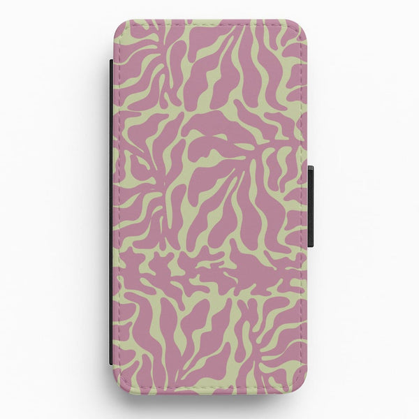 Pink Leaves - Foliage Flip / Wallet Phone Case