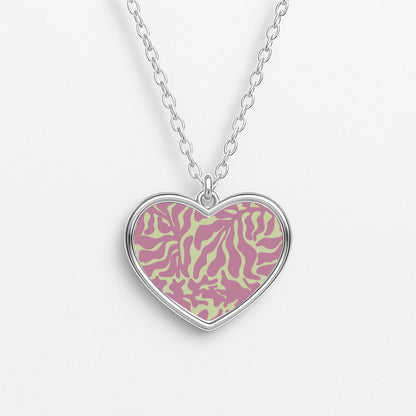 Pink Leaves - Foliage Heart Necklace