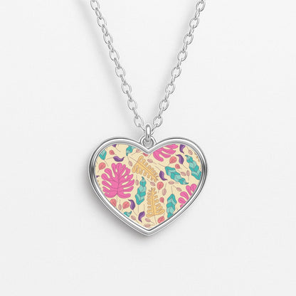 Multi Coloured Leaves - Foliage Heart Necklace