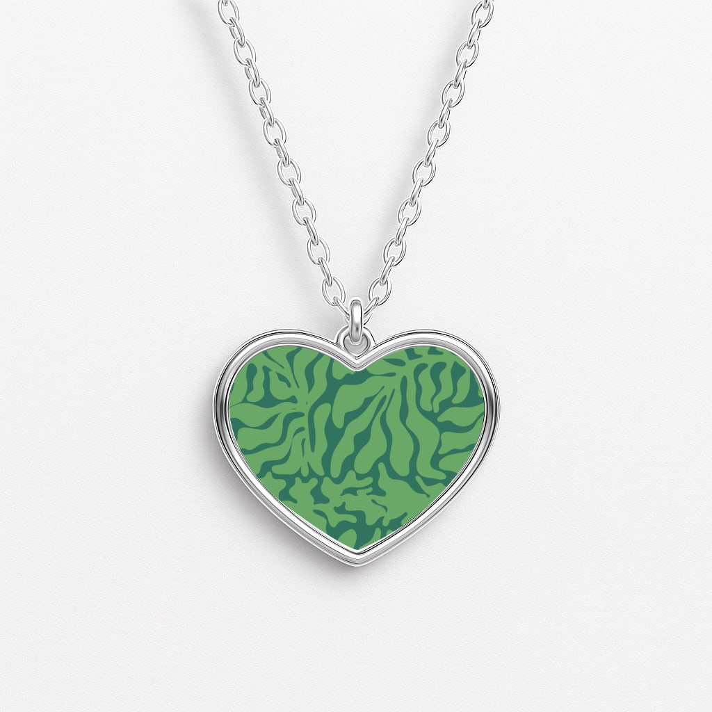 Green Leaves - Foliage Heart Necklace