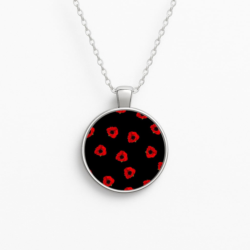 Poppy Pattern Circle Necklace