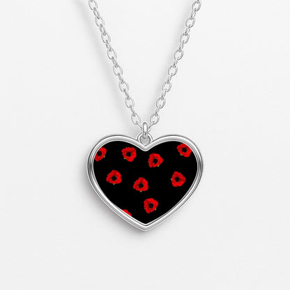 Poppy Pattern Heart Necklace