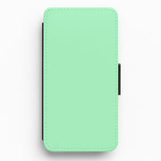 Back To Casics - Pretty Pastels - Plain Green Flip / Wallet Phone Case 1