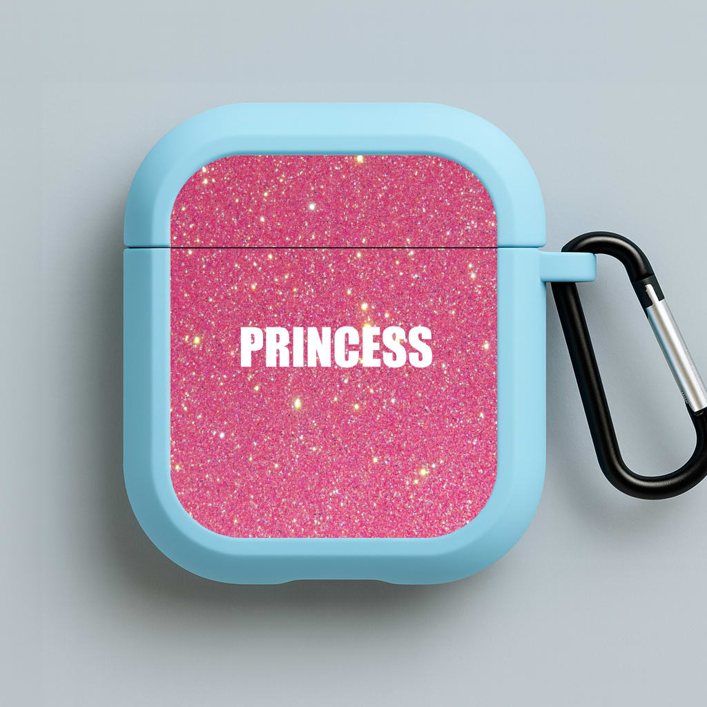 Glittery Pink Princess Blue AirPods Case