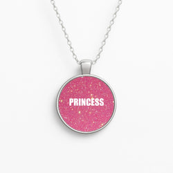 Glittery Pink Princess Circle Necklace