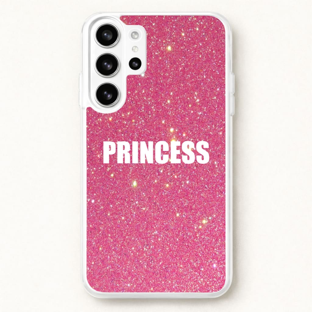 Glittery Pink Princess Phone Case for Galaxy S26 Ultra