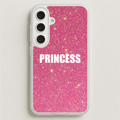 Glittery Pink Princess Phone Case for Galaxy S25FE