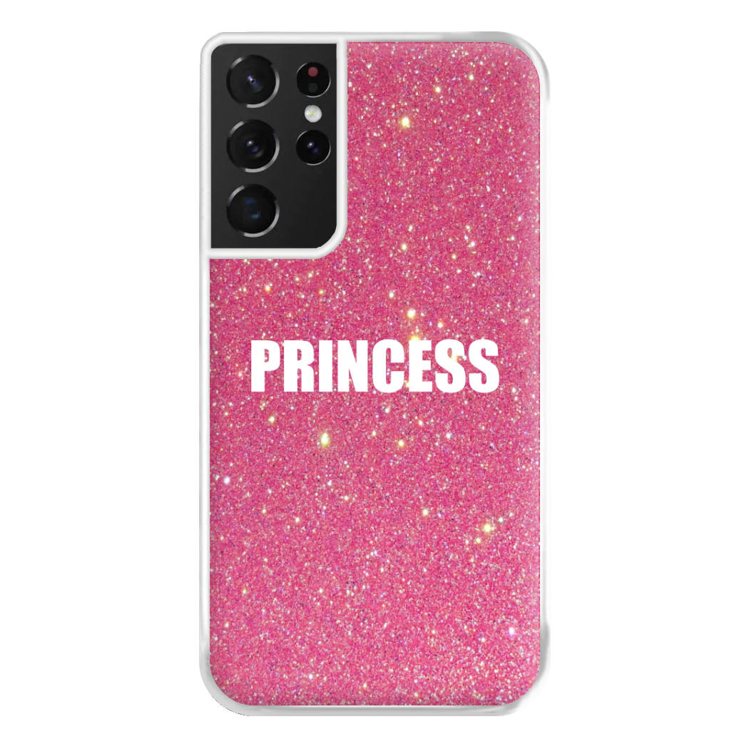 Glittery Pink Princess Phone Case for Galaxy S21 Ultra