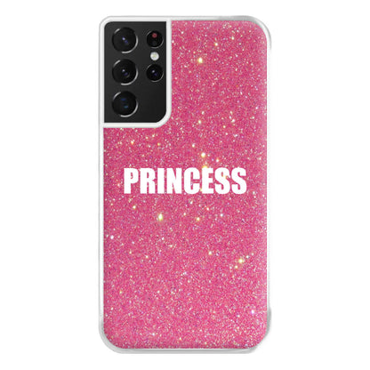 Glittery Pink Princess Phone Case for Galaxy S21 Ultra