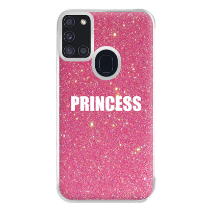 Glittery Pink Princess Phone Case for Galaxy A21s