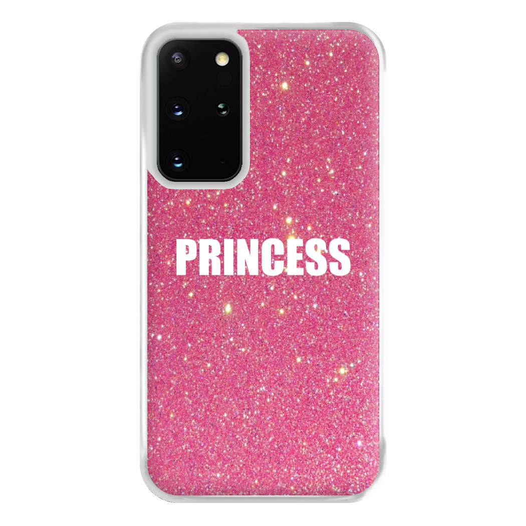 Glittery Pink Princess Phone Case for Galaxy S20 Plus