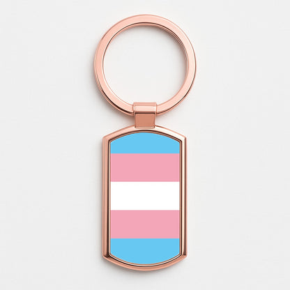 Trans Flag - Pride Rose Gold Keyring