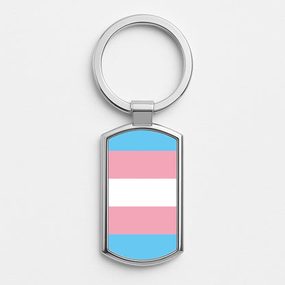 Trans Flag - Pride Silver Keyring