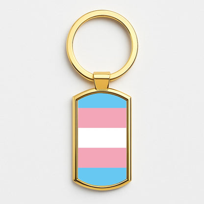 Trans Flag - Pride Gold Keyring