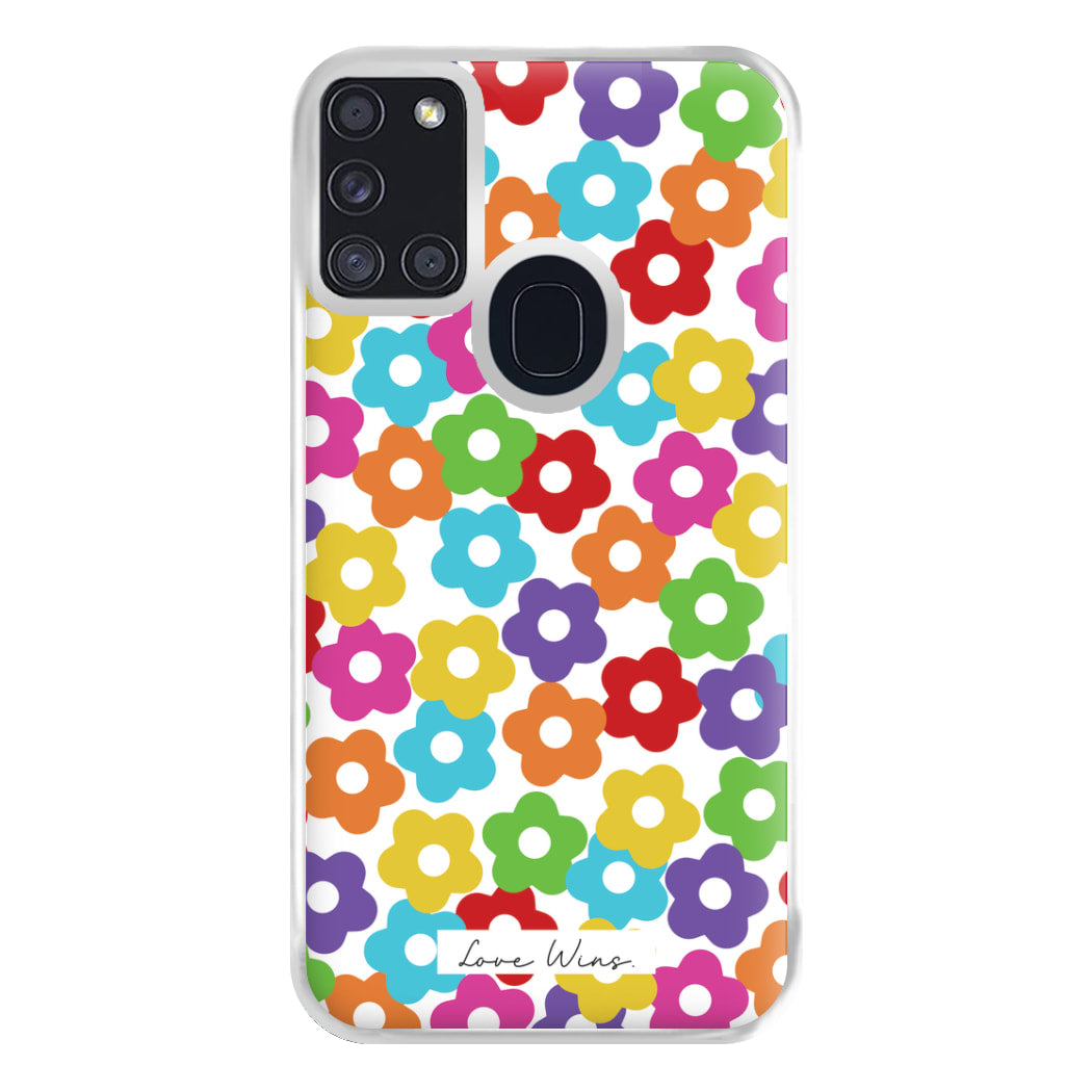 Rainbow Flowers Phone Case for Galaxy A21s