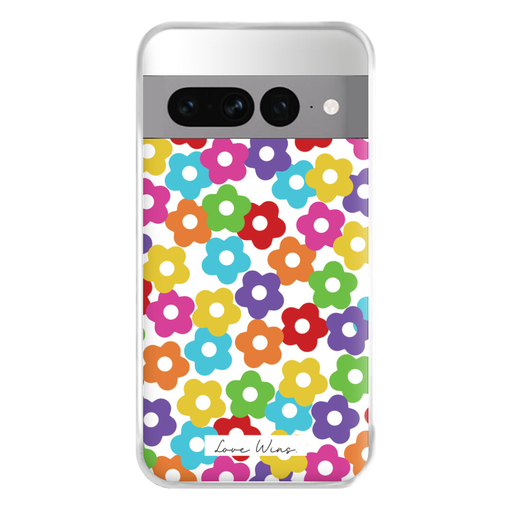 Rainbow Flowers Phone Case for Google Pixel 7 Pro