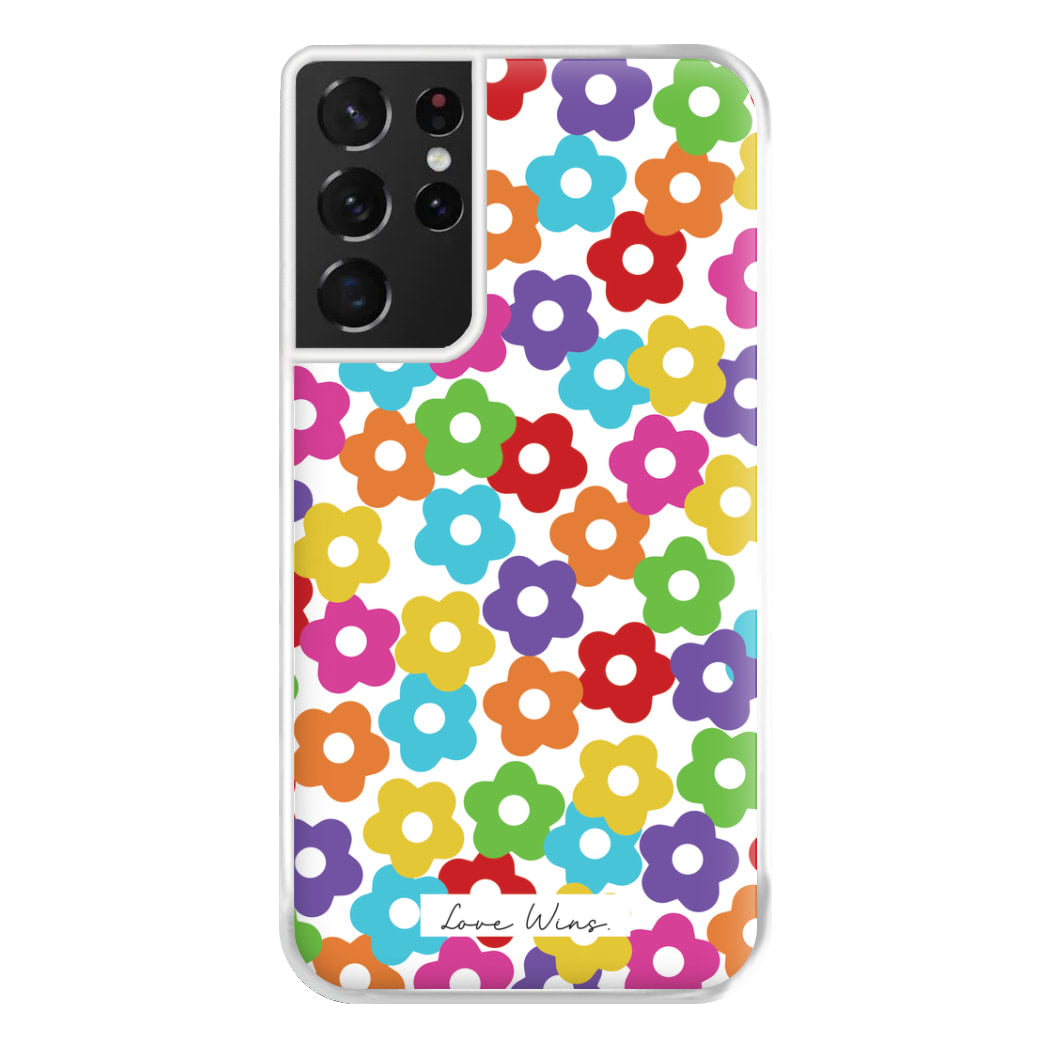 Rainbow Flowers Phone Case for Galaxy S21 Ultra