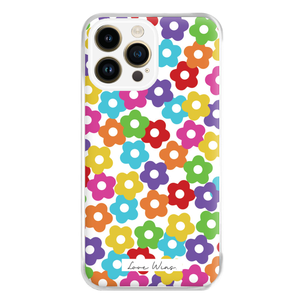 Rainbow Flowers Phone Case for iPhone 14 Pro Max