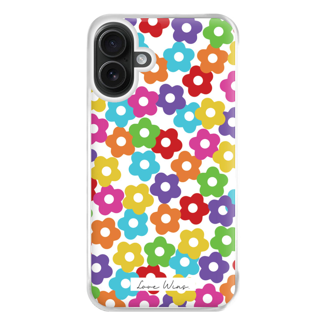 Rainbow Flowers Phone Case for iPhone 16 Plus