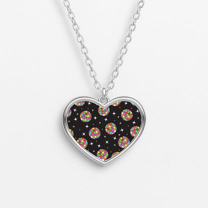 Rainbow Discoballs Heart Necklace