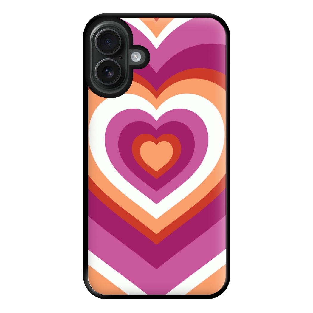 Lesbian Pride Heart Phone Case for iPhone 16 Plus