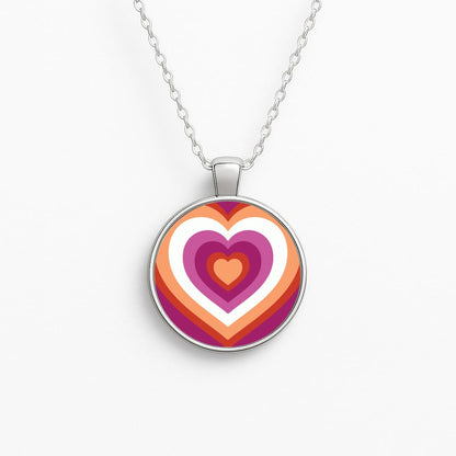 Lesbian Pride Heart Circle Necklace