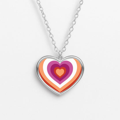 Lesbian Pride Heart Heart Necklace