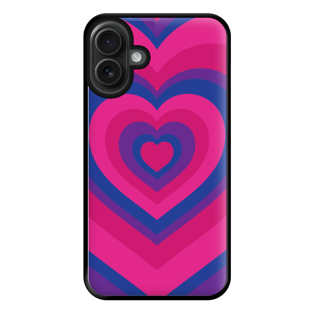 Bisexual Pride Heart Phone Case for iPhone 16 Plus