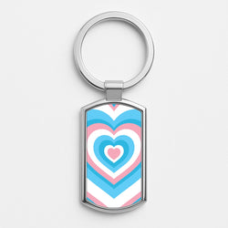 Trans Pride Heart Silver Keyring