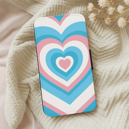 Trans Pride Heart Wallet Phone Case