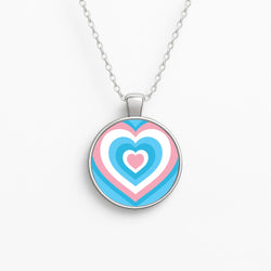 Trans Pride Heart Circle Necklace