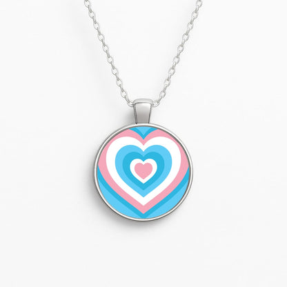 Trans Pride Heart Circle Necklace