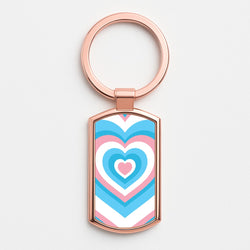 Trans Pride Heart Rose Gold Keyring
