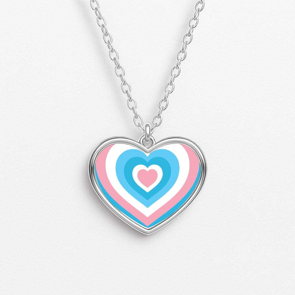 Trans Pride Heart Heart Necklace