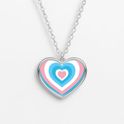 Trans Pride Heart Heart Necklace