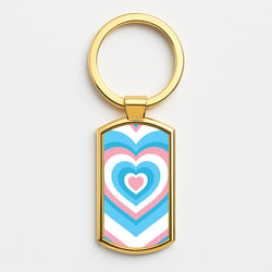 Trans Pride Heart Gold Keyring