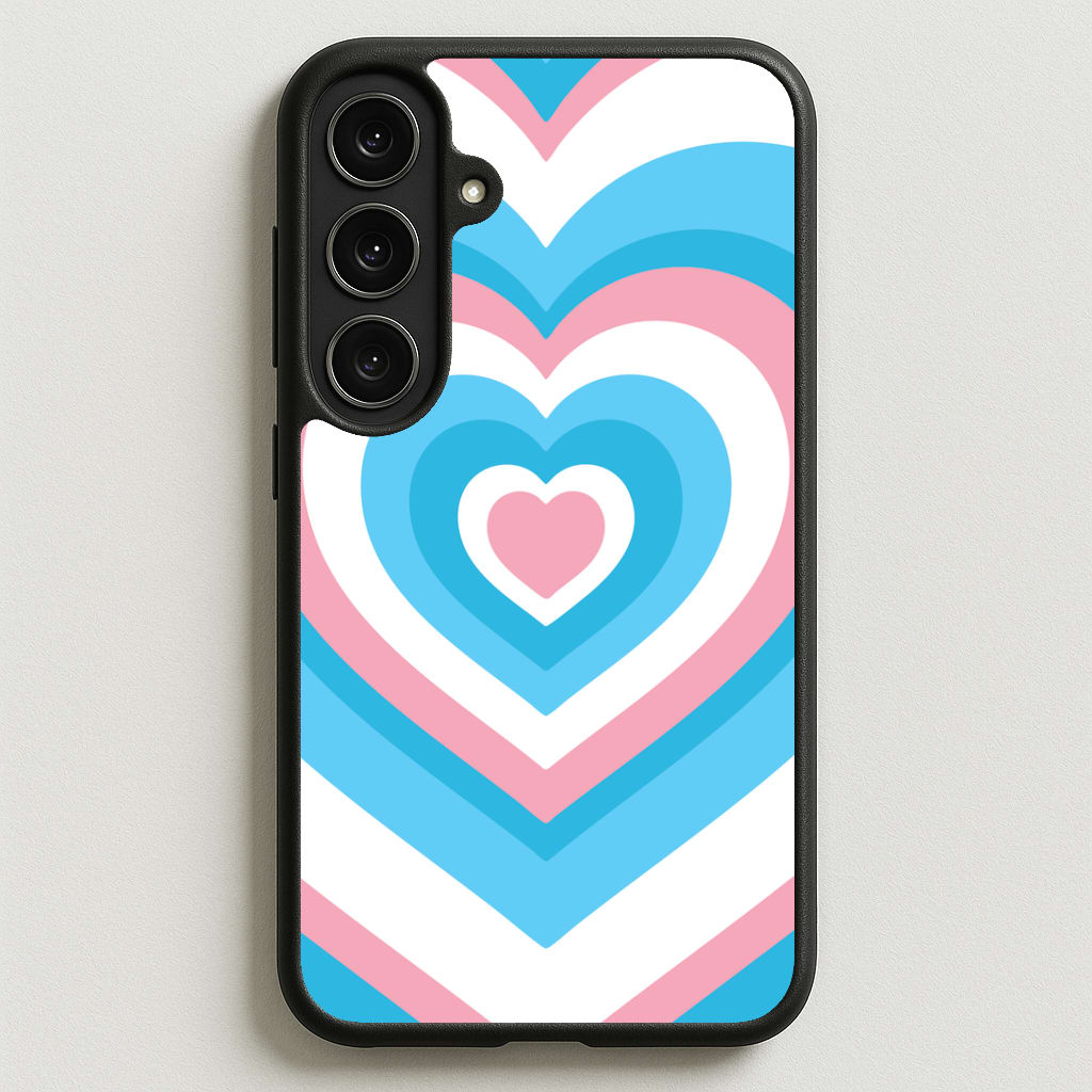 Trans Pride Heart Phone Case for Galaxy S25FE