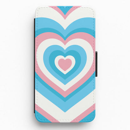 Trans Pride Heart Flip / Wallet Phone Case