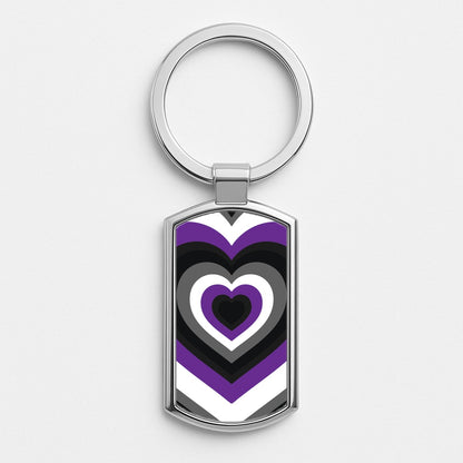 Asexual Pride Heart Silver Keyring