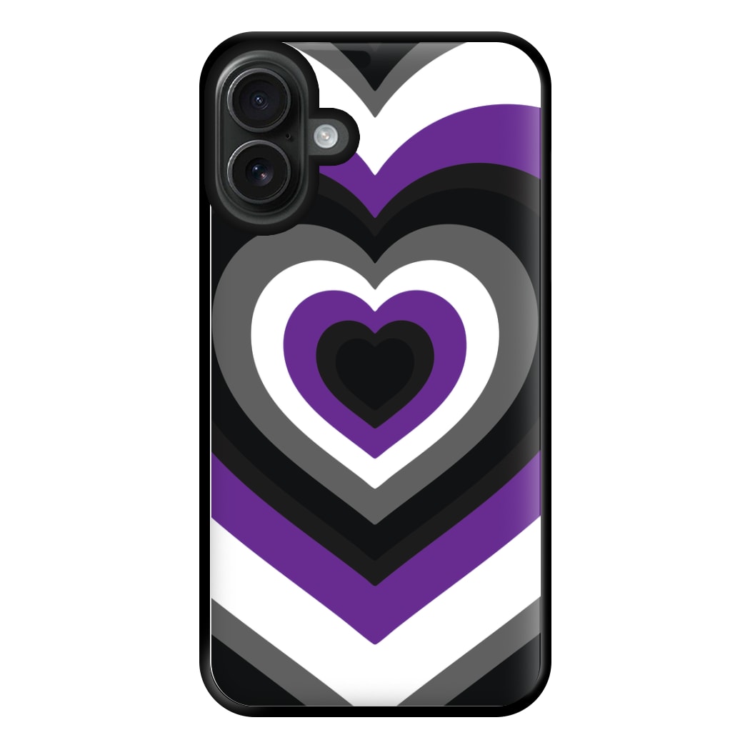 Asexual Pride Heart Phone Case for iPhone 16 Plus