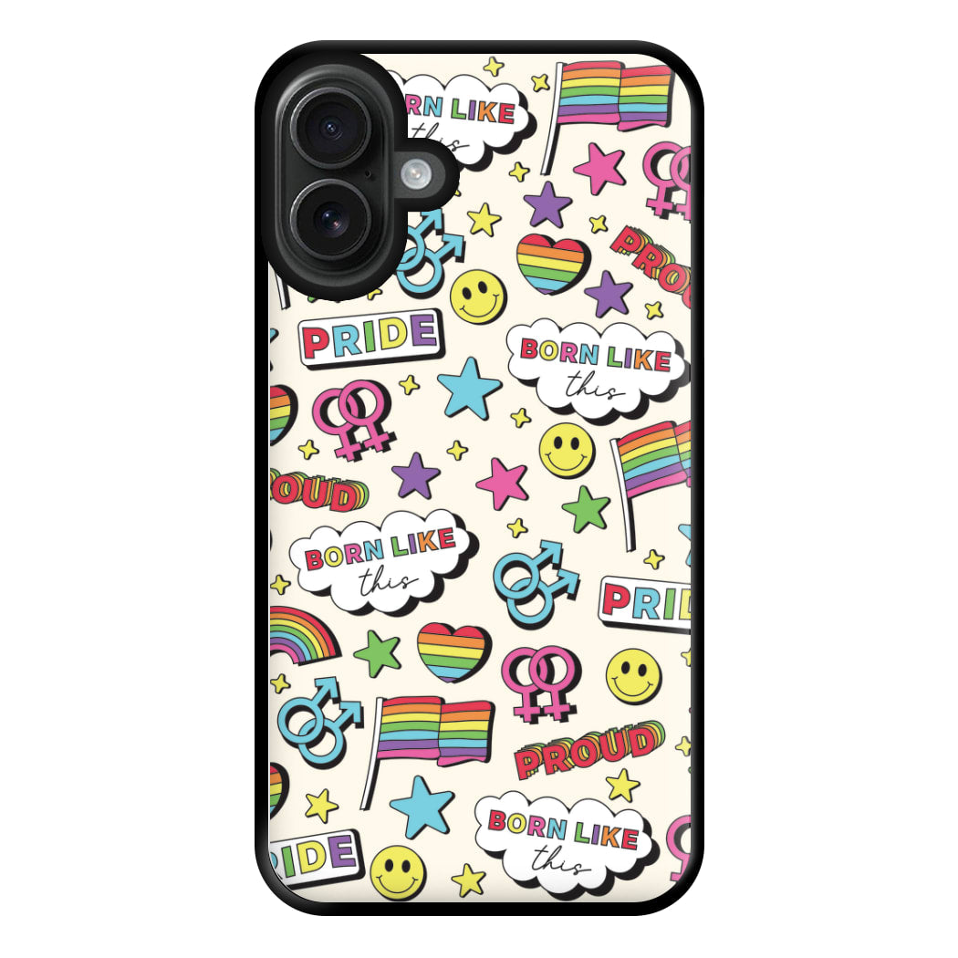 Light Pride Stickers Phone Case for iPhone 16 Plus